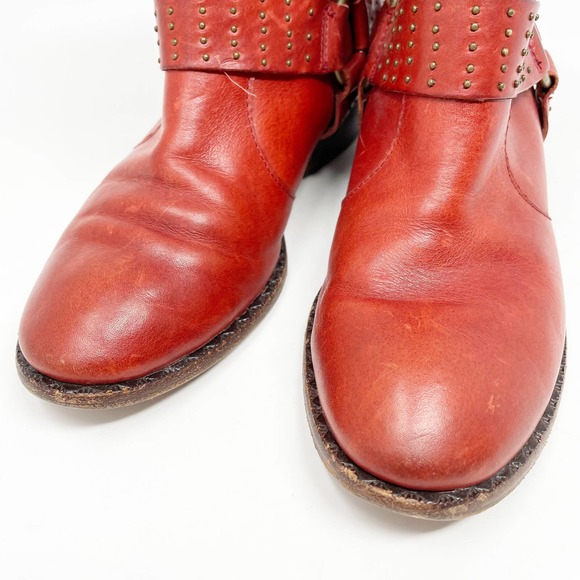 Kork-Ease Katie Red Studded Harness Western Moto Ankle Bootie - Picture 2 of 11